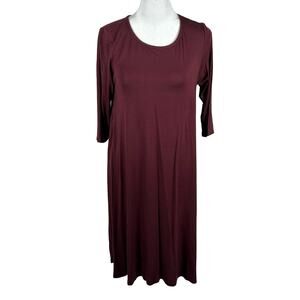 NEW Caralase Maroon 3/4 Sleeve Dress Medium Stretch Classic Business Casual